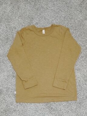 Kids Long Sleeve Crew Tee in Mustard